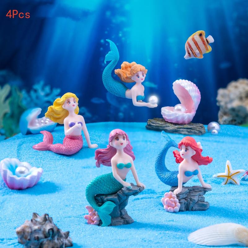 Aquarium Fish Enrichment - Set di 4 Ornamenti in Plastica