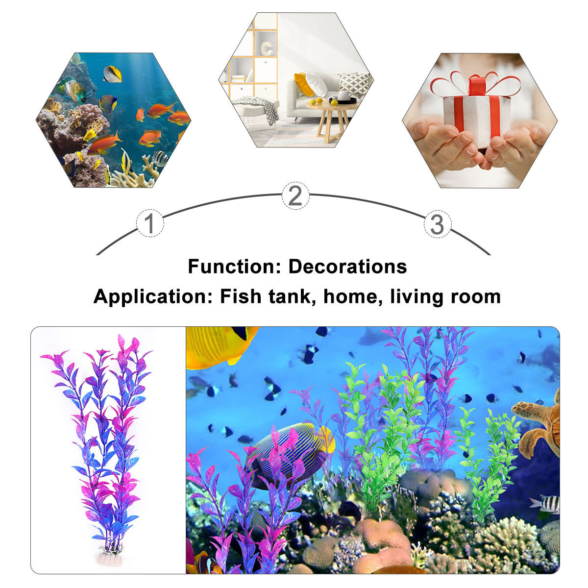 Aquarium Fish Green - Set di 10 Piante Acquatiche Finte,